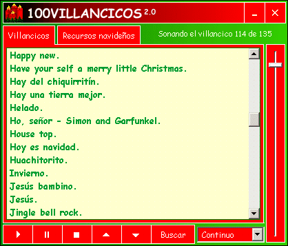 Interfaz de 100Villancicos